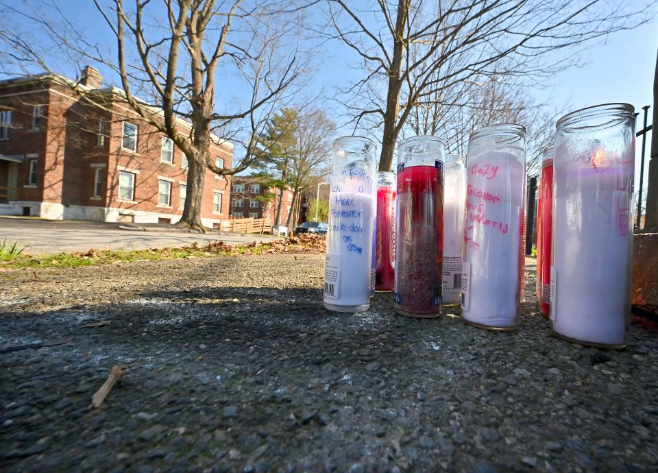 A makeshift memorial near the site of the fatal shooting.