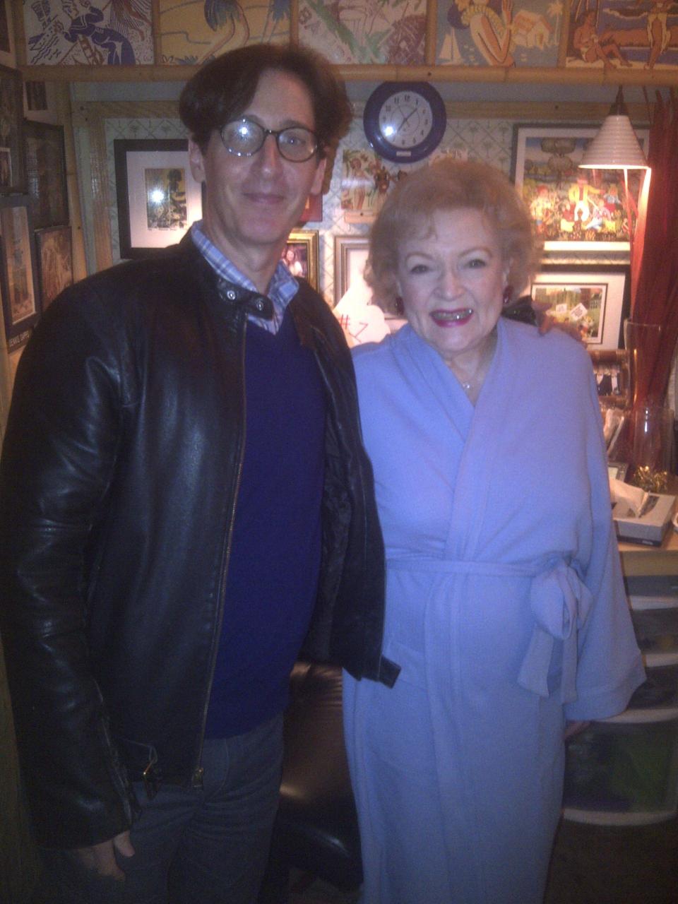 Part-time Palm Springs resident (and seasoned writer) Stan Zimmerman poses with Betty White, one of the many "Golden Girls" he's worked with.