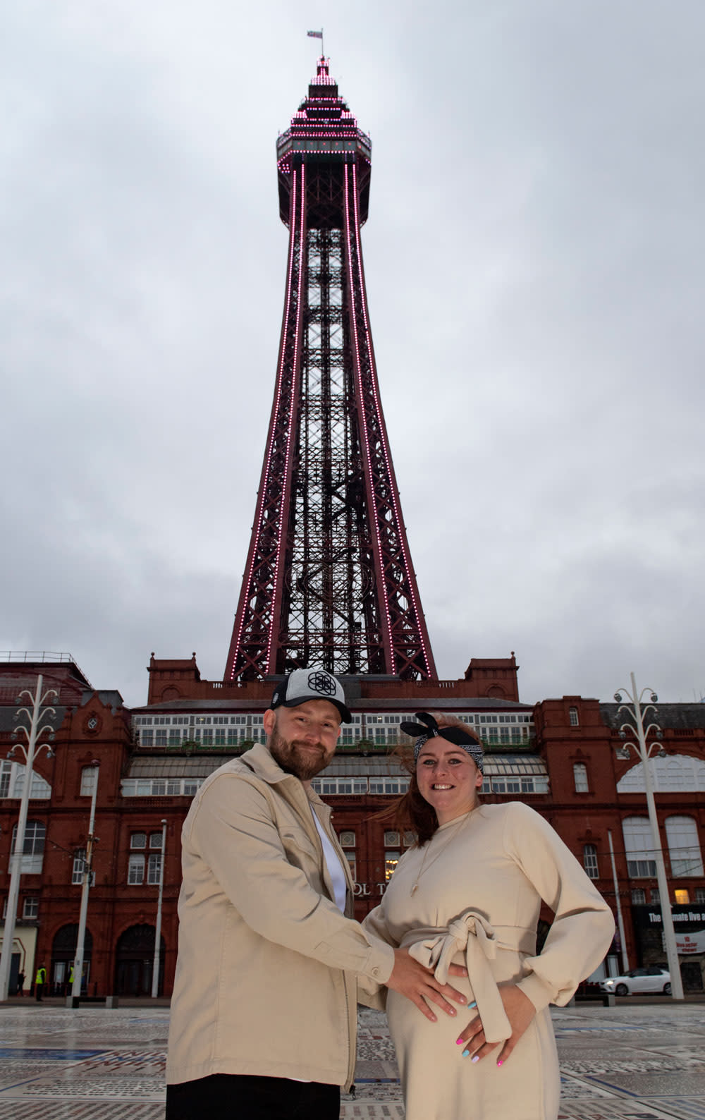 Nick Easton and Amberleigh Duckworth at their gender reveal (Dave Nelson/Visit Blackpool/PA)