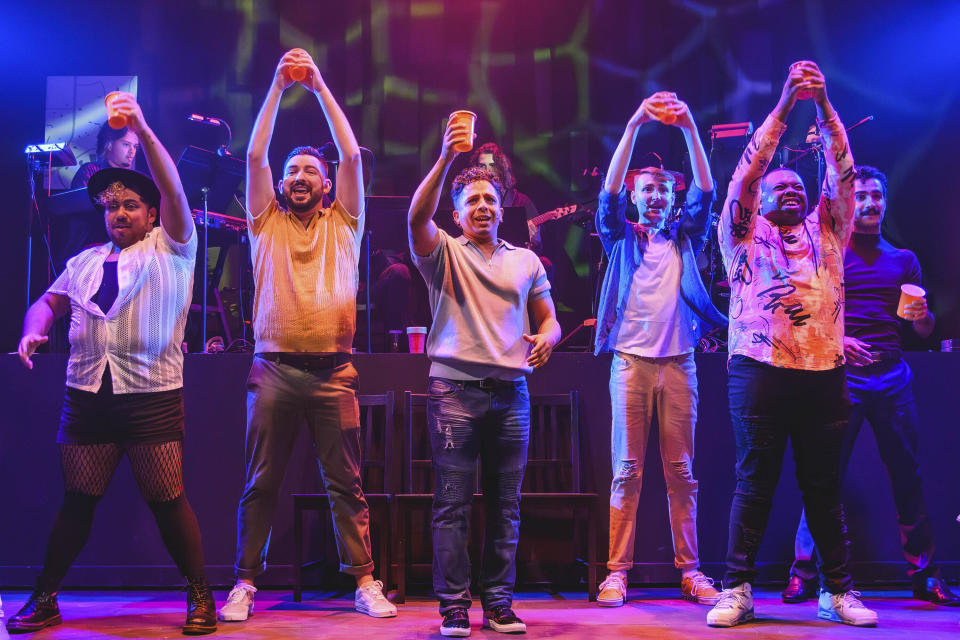 This image released by Print Shop PR shows the company during a performance of the musical "From Here" in Orlando by Donald Rupe. The musical will make it's off-Broadway debut this summer. (Ashleigh Ann Gardner/Print Shop PR via AP)