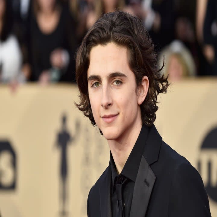 Timothee Chalamet in an all black formal suit