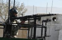 A member of Pakistan's Frontier Constabulary stands guard outside the Balochistan Police College on October 25, 2016