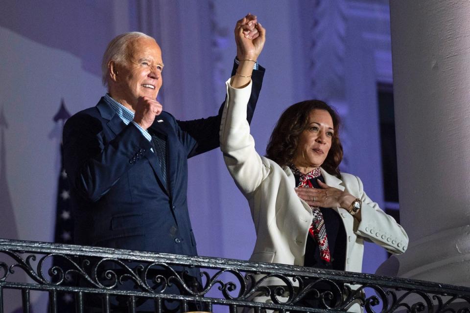 Biden defends passing the torch to Harris as he gives first speech