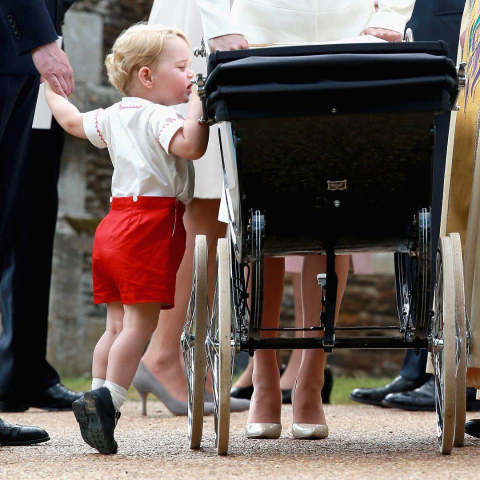 Prince George is getting the hang of this whole "being royalty" thing at nearly two years old, but it can become a little much at times! While at his sister, Princess Charlotte's christening over the weekend, the little guy showed that even though he's a supportive big brother, he can definitely make it reign sometimes! <strong>VIDEO: Princess Charlotte Christened In Same Church Princess Diana Was Baptized In </strong> Getty Images Not to take pleasure in your pouting, George, but that pout is so pro! And just look at him grumpy-mug the cameras. Getty Images Awwww, you cute little grumper! <strong>PHOTOS: Princess Charlotte of Cambridge's First Pics </strong> He's just a little heirritable right now. Getty Images Luckily, he can't keep up his pout when he peeks into his sister's stroller! All in the day of a prince! Getty Images <strong>PHOTOS: A Royal Family Photo Album </strong> Here's hoping England's sure-footed leader got a much needed nap. Getty Images Keep it regal, little George! Now, this old interview of Princess Diana talking about her hopes for Prince Williams future will bring you to pieces.