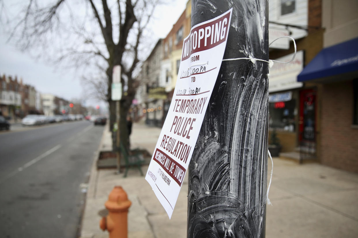 Poles throughout Philadelphia were coated in Crisco ahead of the NFC championship game. (AP)