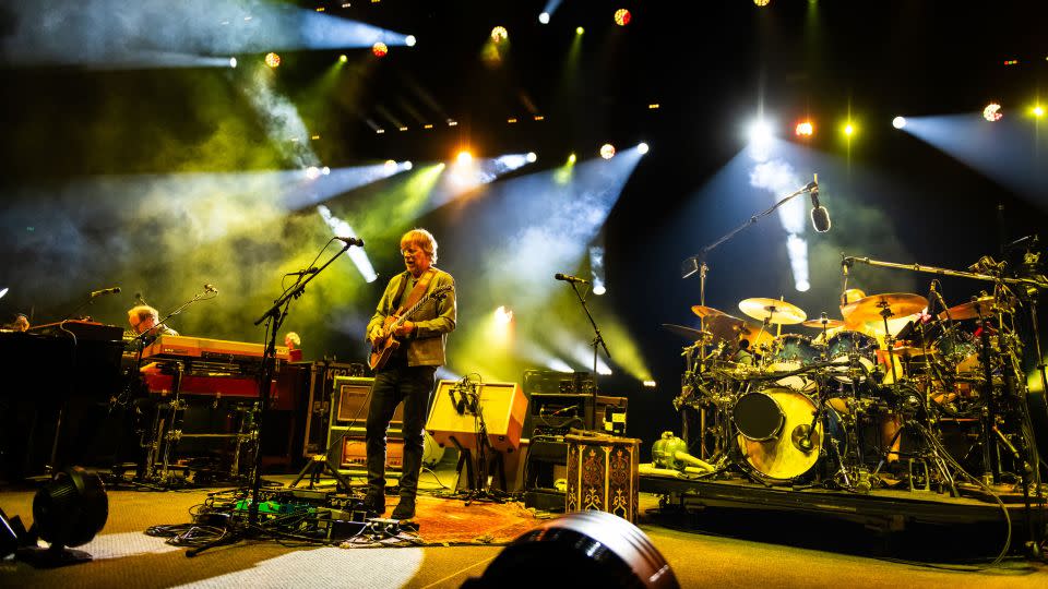 Page McConnell, Trey Anastasio and Jon Fishman of Phish, left to right, perform at Bridgestone Arena in Nashville, Tennessee, on October 6, 2023. - Keith Griner/Getty Images for ABA