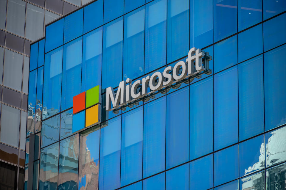 Stock rises in Microsoft after the tech giant beat earnings estimates. Photo: Getty.