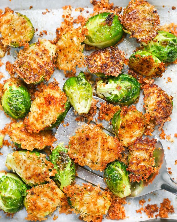 <p><a href="https://messinthekitchen.com/crispy-parmesan-roasted-brussels-sprouts/" rel="nofollow noopener" target="_blank" data-ylk="slk:Mess in the Kitchen;elm:context_link;itc:0;sec:content-canvas" class="link ">Mess in the Kitchen</a></p><p>These Crispy Parmesan Roasted Brussels Sprouts will have everyone at the table begging for seconds! This recipe takes simple ingredients and a unique method to transform your average veggie into something so special.</p><p><strong>Get the recipe: <a href="https://messinthekitchen.com/crispy-parmesan-roasted-brussels-sprouts/" rel="nofollow noopener" target="_blank" data-ylk="slk:Crispy Parmesan Roasted Brussels Sprouts;elm:context_link;itc:0;sec:content-canvas" class="link ">Crispy Parmesan Roasted Brussels Sprouts</a></strong></p>