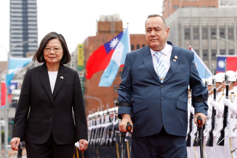 Welcome ceremony of Guatemala's President Alejandro Giammattei in Taipei