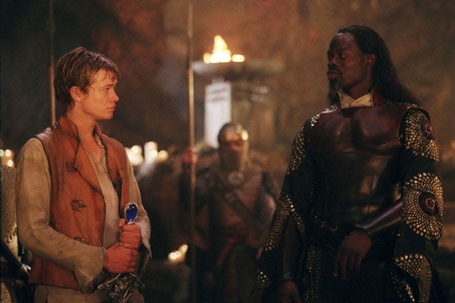 Ed Speleers and Djimon Hounsou in "Eragon."