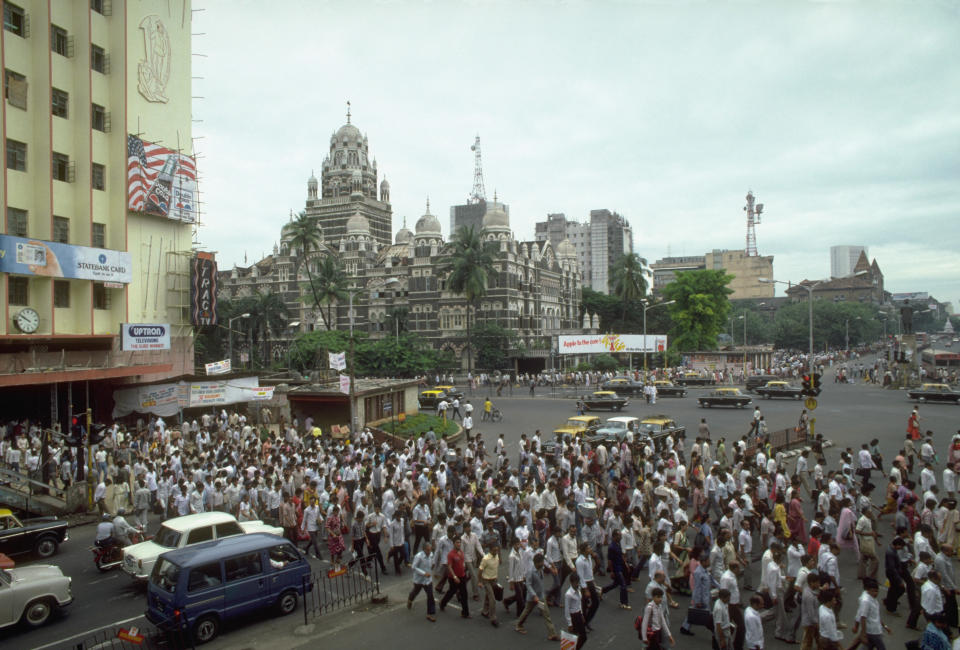 A large crowd outside