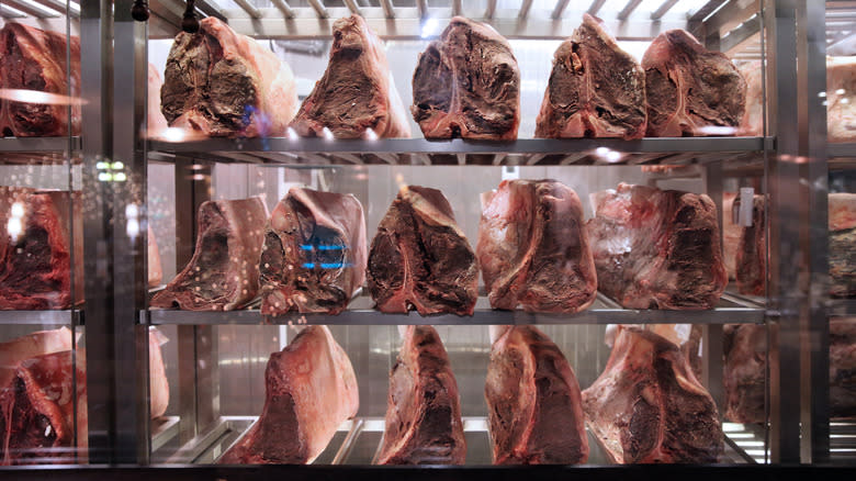 beef aging on shelves