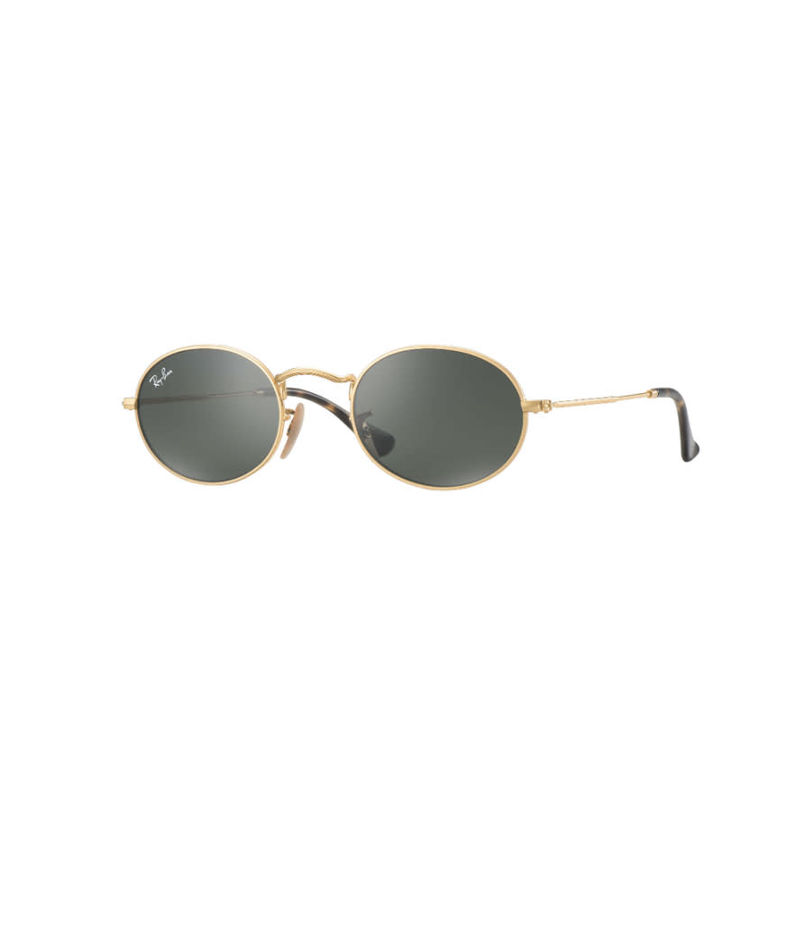<p>Oval Flat Lenses, $150, <a rel="nofollow noopener" href="https://www.ray-ban.com/usa/sunglasses/RB3547N%20MALE%20009-oval%20flat%20lenses-gold/8053672611526?category_Id=332648" target="_blank" data-ylk="slk:ray-ban.com;elm:context_link;itc:0" class="link ">ray-ban.com</a> </p>
