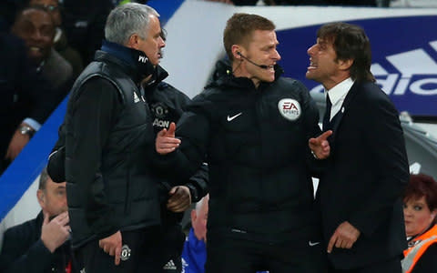Jose Mourinho and Antonio Conte - Man Utd manager Jose Mourinho plays down feud with Chelsea rival Antonio Conte ahead of Old Trafford reunion - Credit: Getty Images 