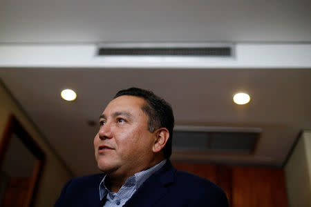 Venezuelan evangelical pastor and presidential pre-candidate Javier Bertucci speaks during an interview with Reuters in Caracas, Venezuela February 21, 2018. REUTERS/Marco Bello