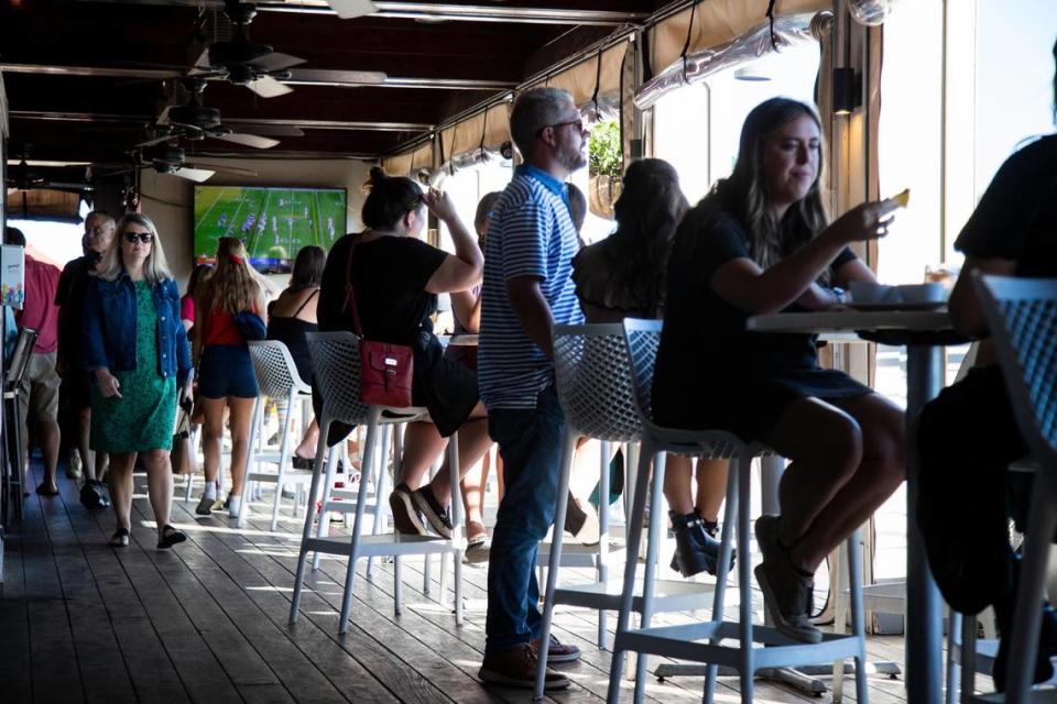 The Rooftop Bar at The Vendue in Charleston, South Carolina on Saturday, October 23, 2021. Tourism is a major industry in Charleston.