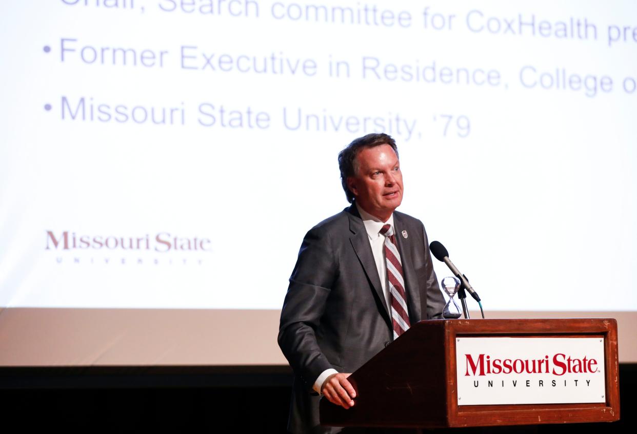 Rob Fulp, chair of the presidential search committee at Missouri State University, provided an overview of how the process will work during an Oct. 2 meeting on campus.