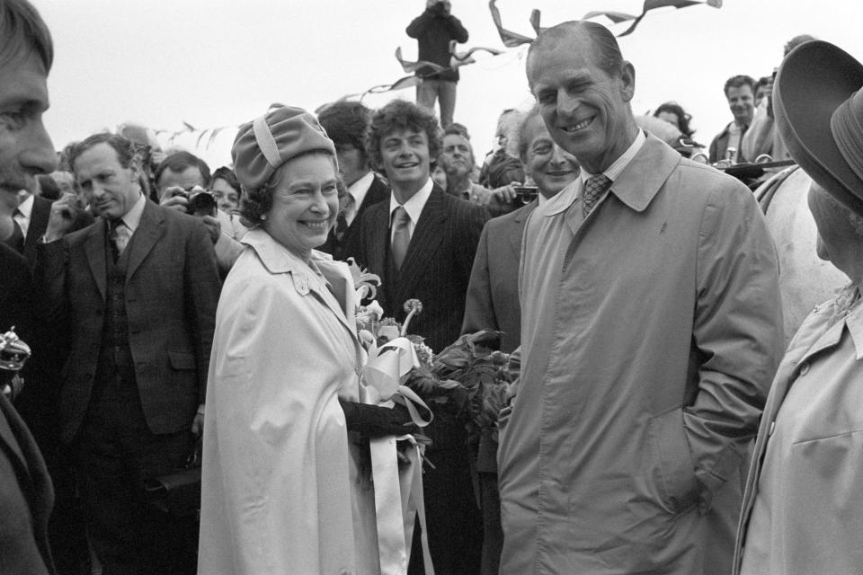 The couple at Maseline harbour in 1978 during their visit to the island of Sark, Channel Islands (Picture: PA)