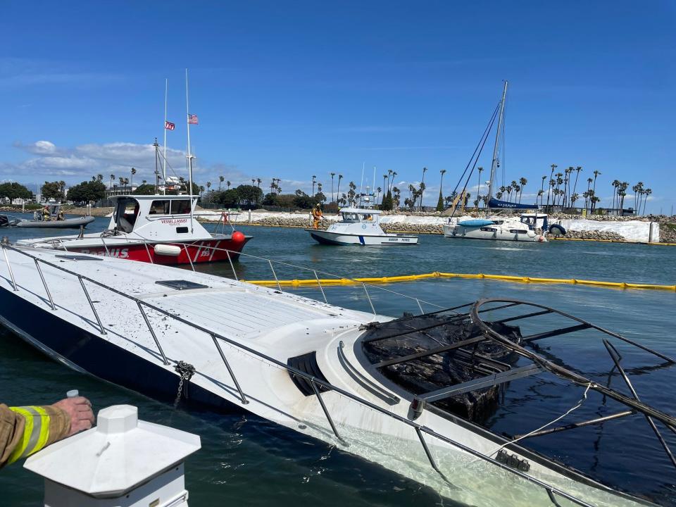 The aftermath of a boat fire at Channel Islands Harbor Friday.