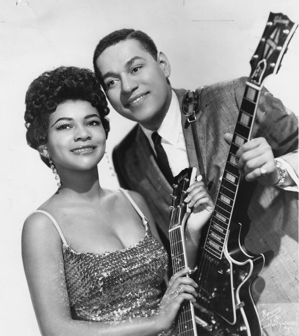 Mickey and Sylvia, studio portrait, L-R Mickey Baker and Sylvia Robinson, studio portrait, USA, 1956. (Photo by Gilles Petard/Redferns)