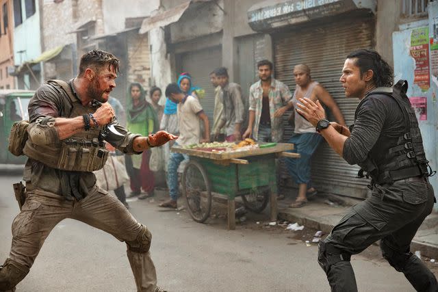 Jasin Boland/NETFLIX Chris Hemsworth (left) in 'Extraction'