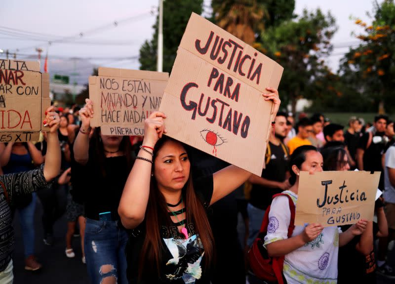 FILE PHOTO: Protesters gather in support of Gustavo Gatica in his hometown La Colina