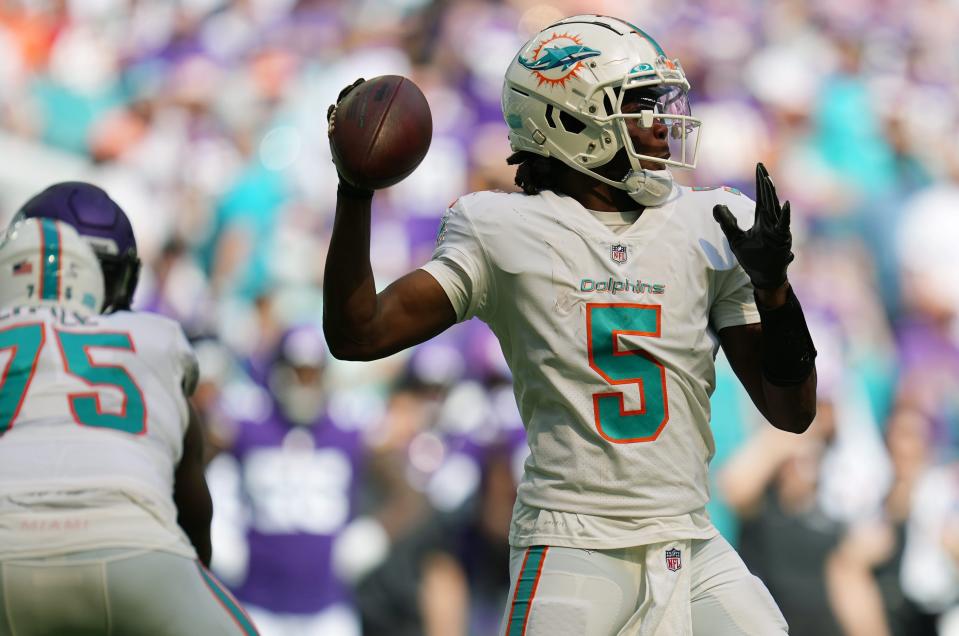 Quarterback Teddy Bridgewater has played in four games this season with the Dolphins.