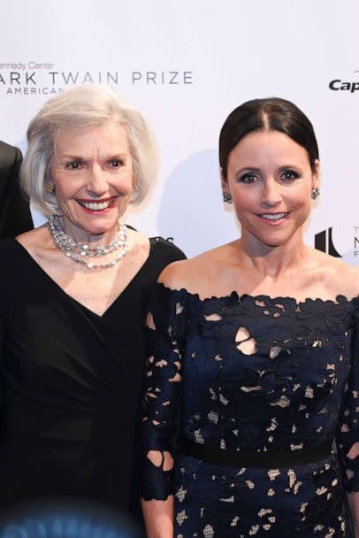PHOTO: FILE - Julia Louis-Dreyfus poses with her mother Judith Bowles on the red carpet for the 21st Annual Mark Twain Prize for American Humor at the Kennedy Center in Washington, DC, Oct. 21, 2018. (Andrew Caballero-reynolds/AFP via Getty Images, FILE)