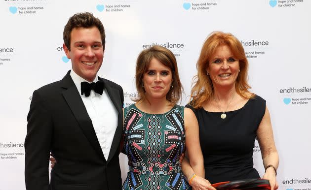 Princess Eugenie, Jack Brooksbank and Sarah Ferguson attend the 50th anniversary of the Beatles' 