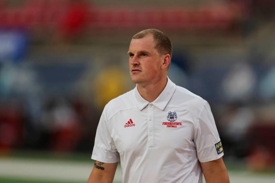 Fresno State offensive coordinator Pat McCann was the receivers coach last season when the Bulldogs ranked first in the Mountain West Conference in total offense and scoring offense. Samuel Marshall/FRESNO STATE ATHLETICS