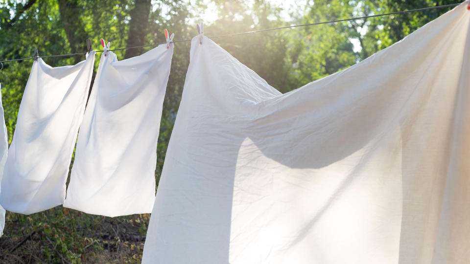 Bedding being dried outside