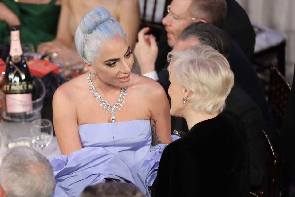 Lady Gaga with Glenn Close, right (Photo: Richard Heathcote/NBC/NBCU Photo Bank)