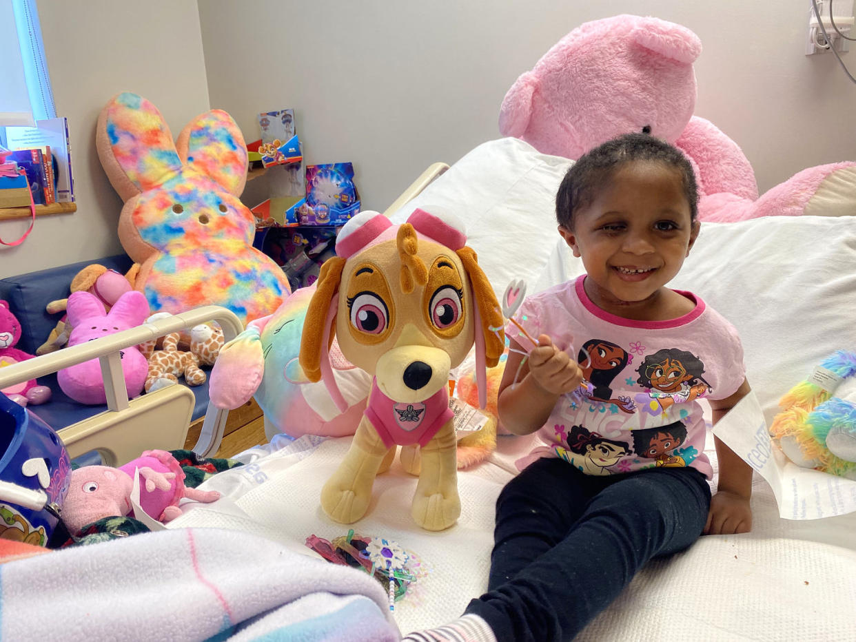 Skye McBride with her paw patrol animal  (Courtesy family photo)