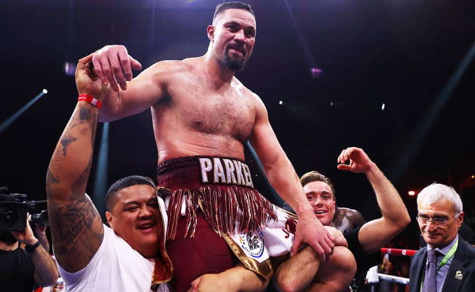 Joseph Parker, pictured here after his victory over Deontay Wilder during the 'Day of Reckoning' boxing event. 