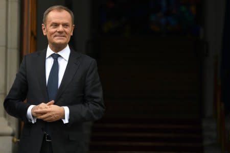 President of the European Council Donald Tusk waiting outside Government buildings in Dublin, Ireland March 8, 2018. REUTERS/Clodagh Kilcoyne