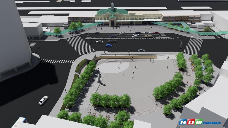 ▲大車站計畫林智堅改造新竹火車站前，將打造寬闊廣場。（圖／新竹市政府提供）
