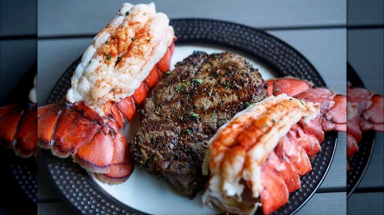 Fleming's lobster tails and steak