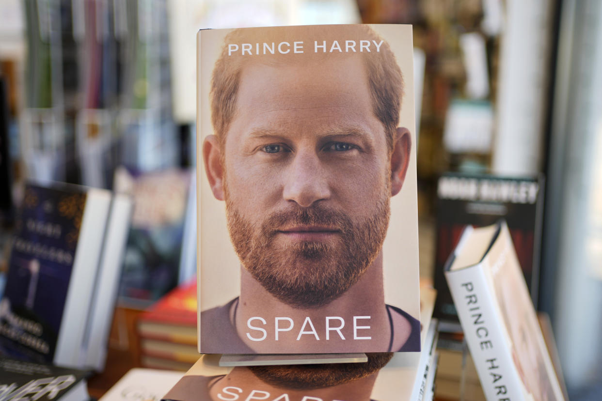 Copies of the new book by Prince Harry called 