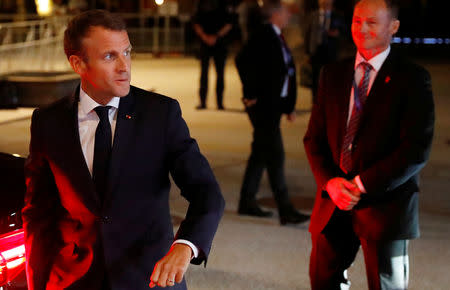 French President Emmanuel Macron arrives for the informal meeting of European Union leaders ahead of the EU summit, in Salzburg, Austria, September 19, 2018. REUTERS/Leonhard Foeger