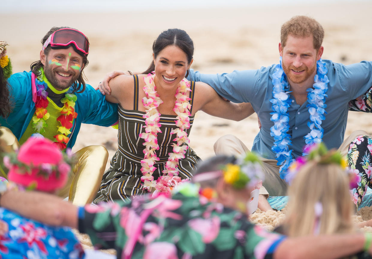 Meghan and Harry met a local surfing group on Bondi Beach (PA)