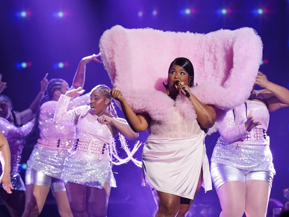 Lizzo performing at the Brit Awards 2023 (PA)