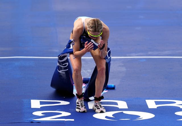 Frenchman Cassandre Beaugrand crosses the finish line and wins