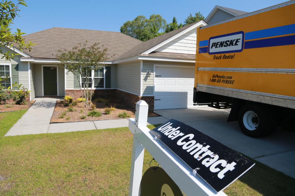 An Under Contract sign in front of a  home on Wall Street in Chatham County.