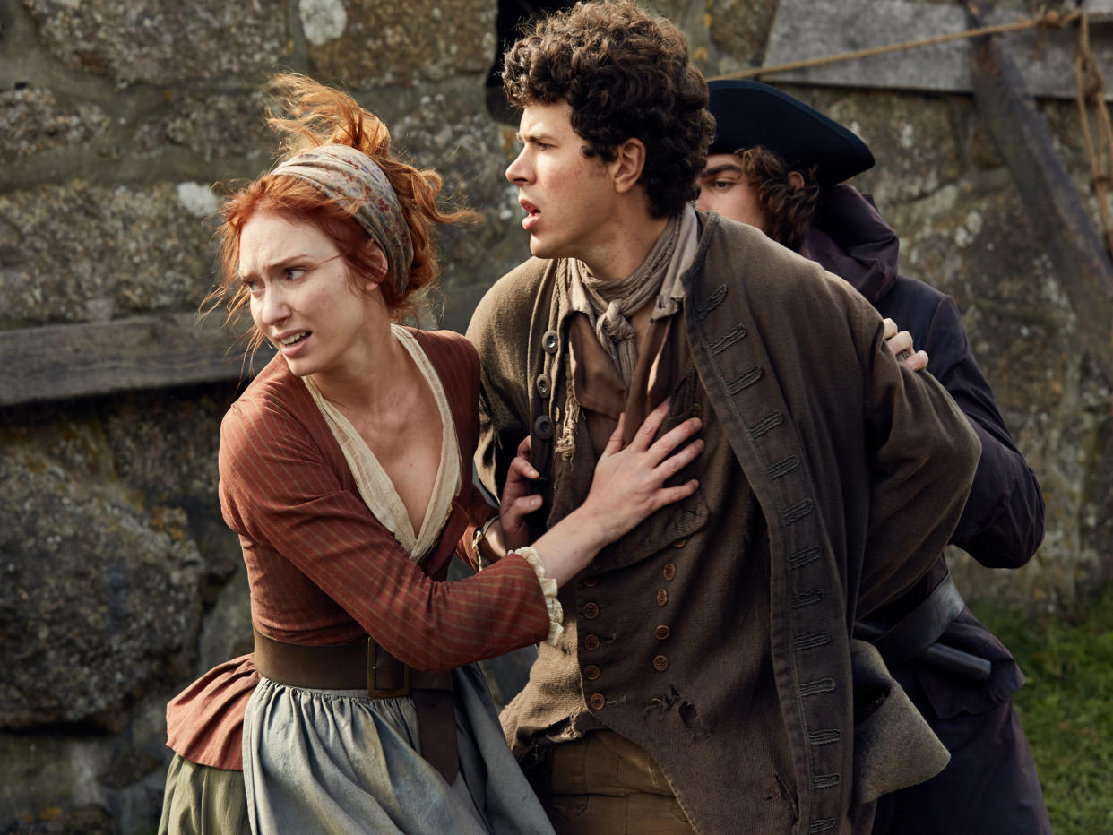 Eleanor Tomlinson and Harry Richardson as Demelza Poldark and Drake Carne: BBC