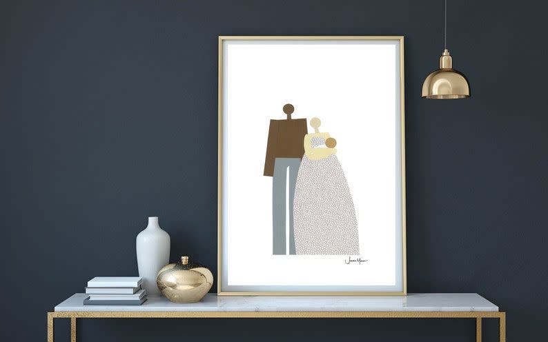 Printable Family Portrait Minimalist People Biracial Family