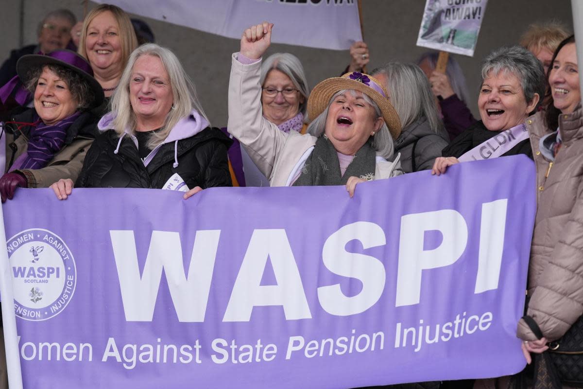 People at a Women Against State Pension Inequality (Waspi) protest outside the Scottish Parliament in Edinburgh <i>(Image: PA)</i>