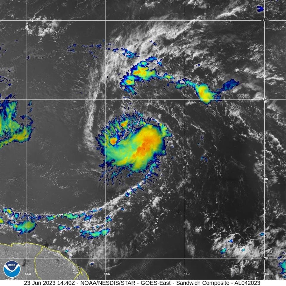 Tropical Storm Cindy radar image 11 a.m. June 23, 2023.