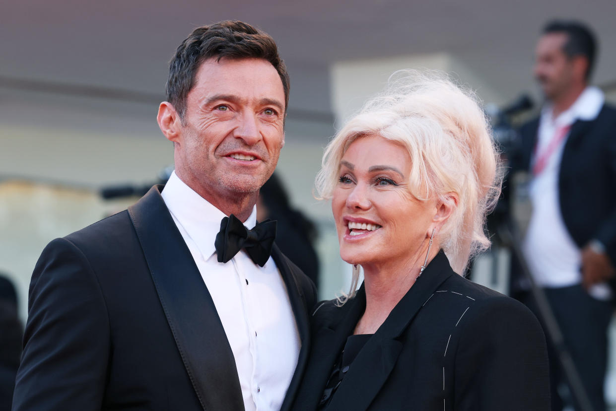 Hugh Jackman poses with wife Deborra-Lee Furness. (Stefania D'Alessandro/WireImage)