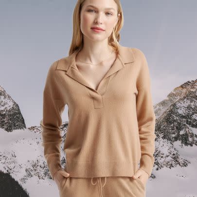 Quince Mongolian cashmere polo sweater