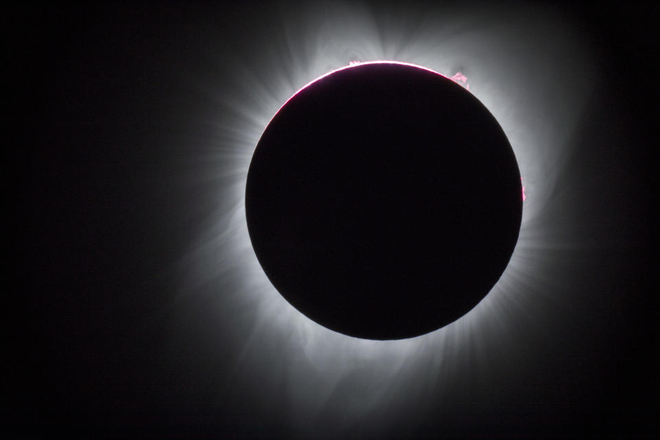 The view of the solar corona during a total solar eclipse on August 21, 2017 from Mount Hood National Forest in Oregon.  / Credit: / Getty Images